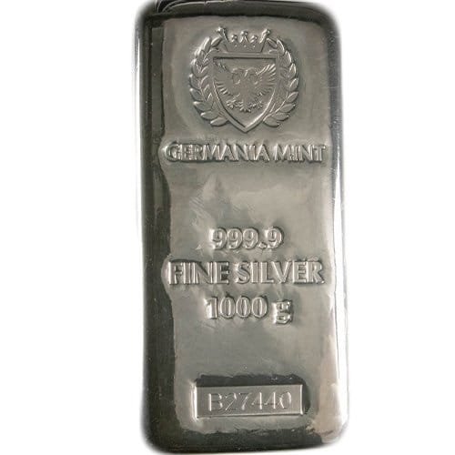 1 kilo germania mint cast silver bar obv