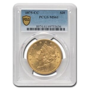 1875-CC $20 Liberty Gold Double Eagle MS-61 PCGS