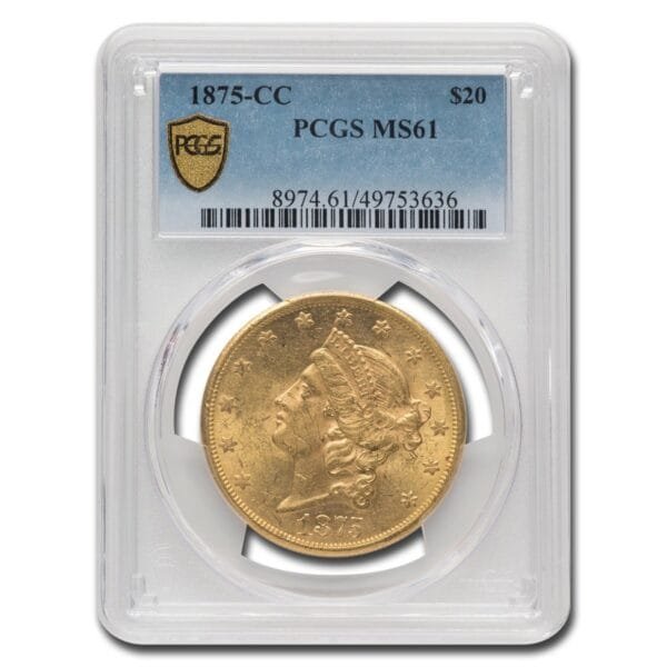 1875-CC $20 Liberty Gold Double Eagle MS-61 PCGS