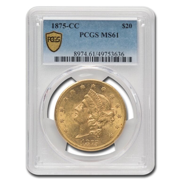 1875-CC $20 Liberty Gold Double Eagle MS-61 PCGS