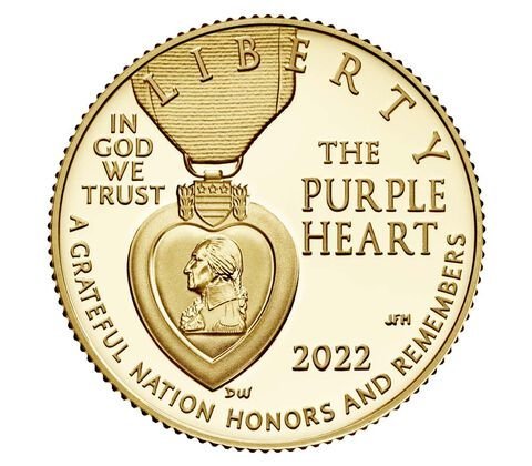 National Purple Heart Hall of Honor 2022 Proof Five-Dollar Gold Coin