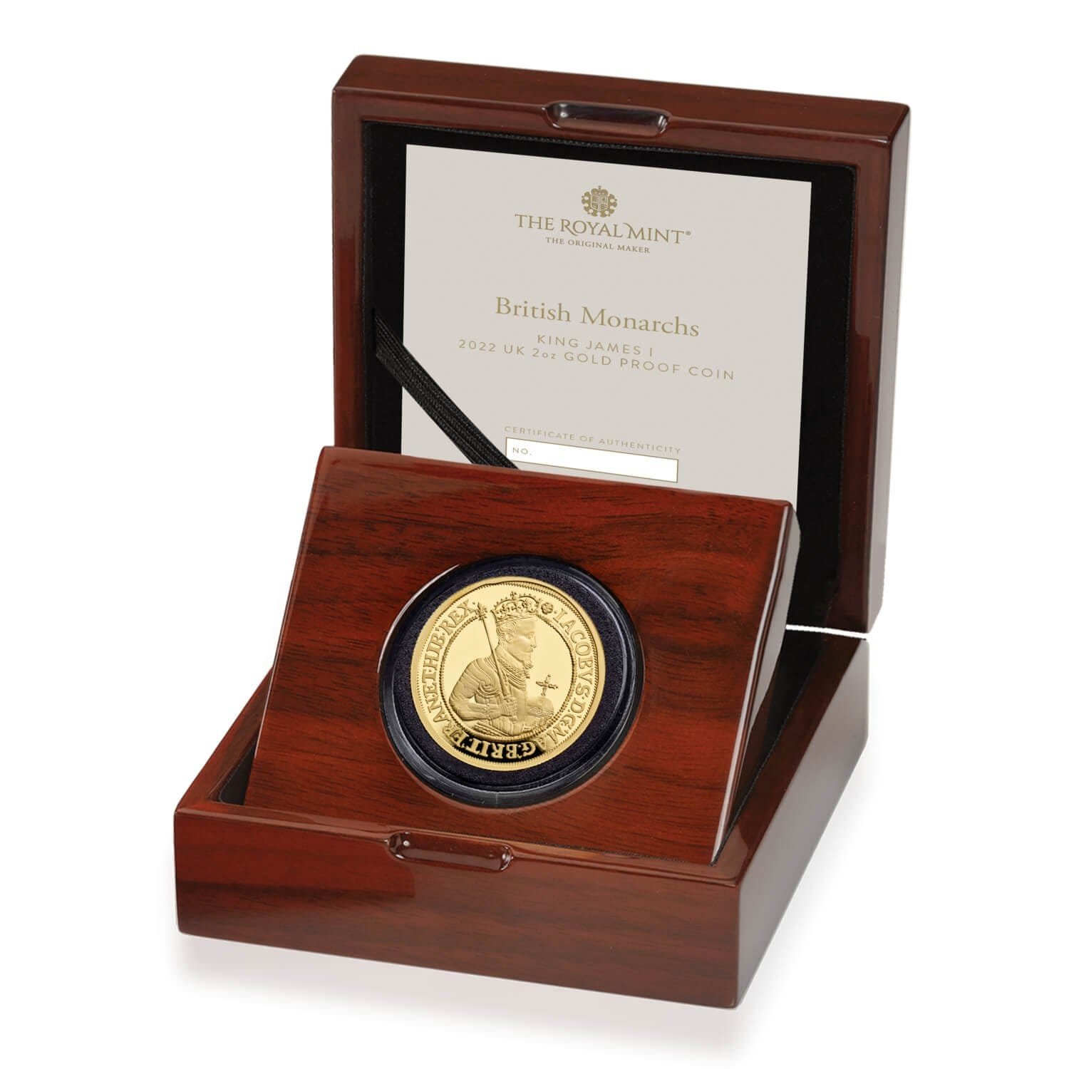 british monarchs king james i 2022 uk 2oz gold proof coin reverse in case left uk22j1g2o 1500x1500 d707c29