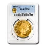 1874-CC $20 Liberty Gold Double Eagle MS-61 PCGS