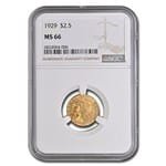 1929 $2.50 Indian Gold Quarter Eagle MS-66 NGC