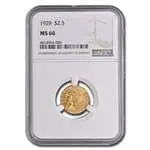 1929 $2.50 Indian Gold Quarter Eagle MS-66 NGC