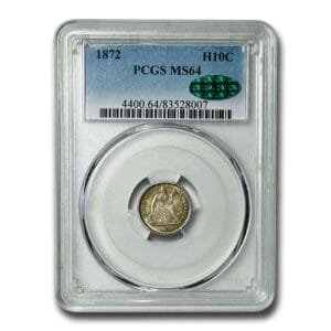 1872 Liberty Seated Half Dime MS-64 PCGS CAC BEST