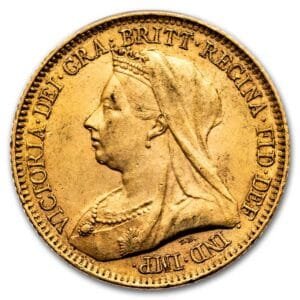 1893-1901 Great Britain Gold Half Sov. Victoria Veil Head AU