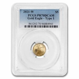 2021-W 1/10 oz Proof Gold Eagle (Type 1) PR-70 PCGS BEST