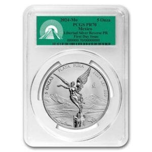 2024 Mexico 5 oz Silver Libertad Reverse Proof PR-70 PCGS (FDI) BEST