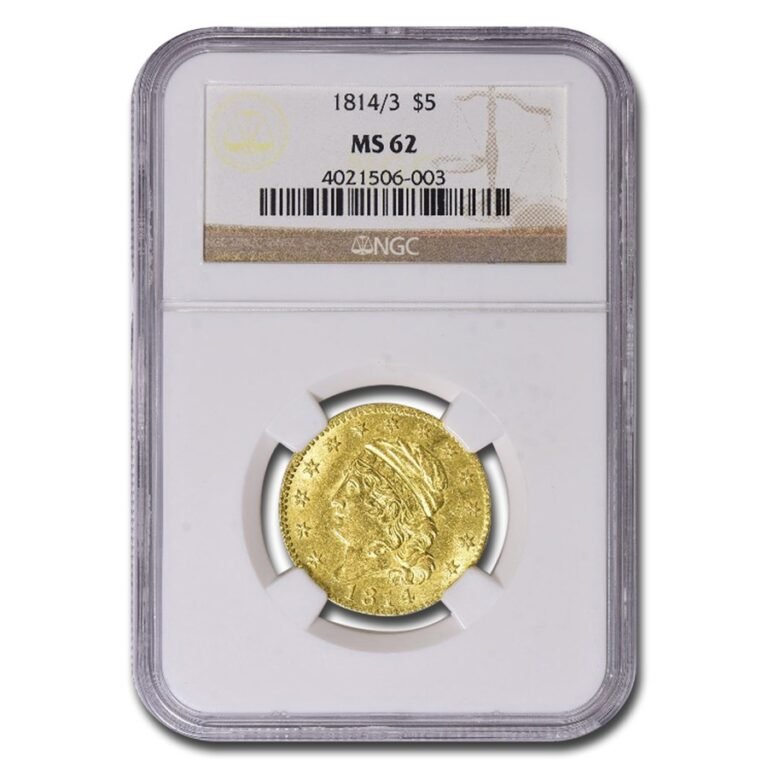 1814/3 Capped Bust $5 Gold Half Eagle MS-62 NGC Best