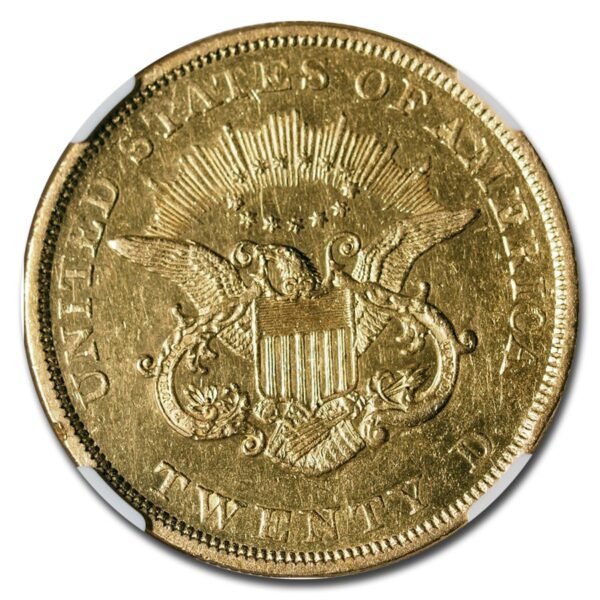 1850 $20 Liberty Gold Double Eagle AU-58 NGC