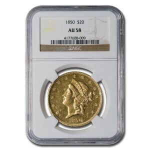 1850 $20 Liberty Gold Double Eagle AU-58 NGC