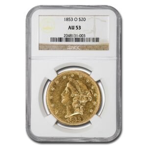 1853-O $20 Liberty Gold Double Eagle AU-53 NGC Best