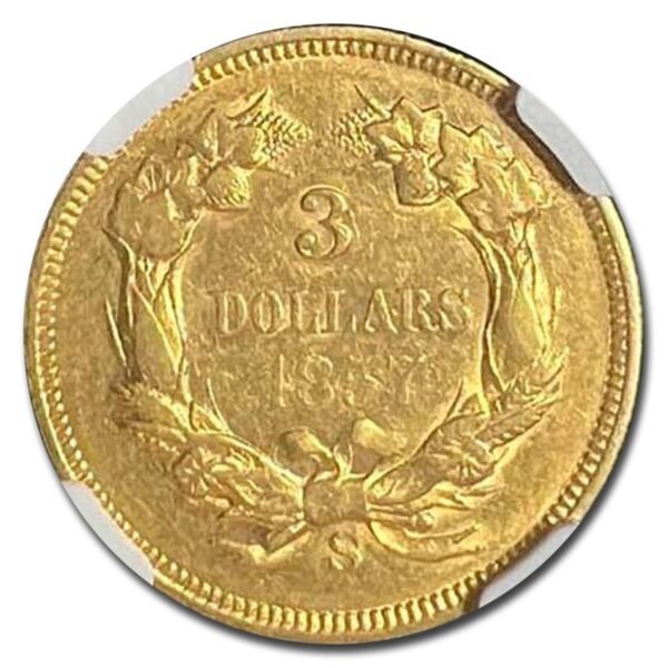 1857-S $3 Gold Princess AU-53 NGC Best