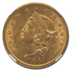 1864 $20 Liberty Gold Double Eagle AU-58 NGC Best