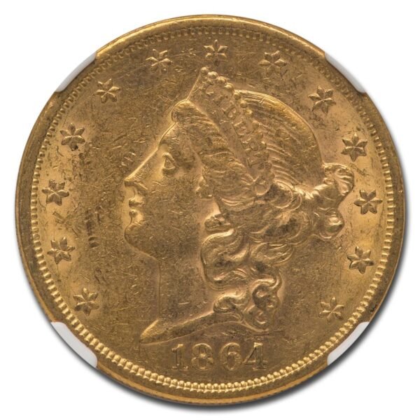 1864 $20 Liberty Gold Double Eagle AU-58 NGC Best