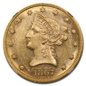 1867 $10 Liberty Gold Eagle MS-60 NGC Best