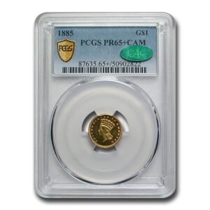 1885 $1 Indian Head Gold PR-65+ Cameo PCGS CAC Best