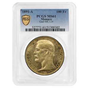 1891-A Monaco Gold 100 Francs Albert I MS-61 PCGS Best