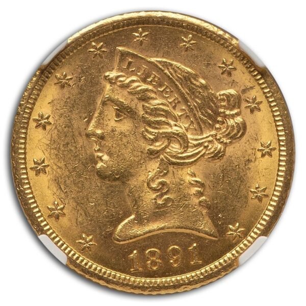 1891-CC $5 Liberty Gold Half Eagle MS-62 NGC Best