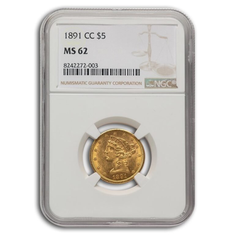 1891-CC $5 Liberty Gold Half Eagle MS-62 NGC Best