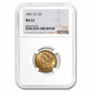 1891 cc 5 liberty gold half eagle ms 62 ngc 149436 slab 1