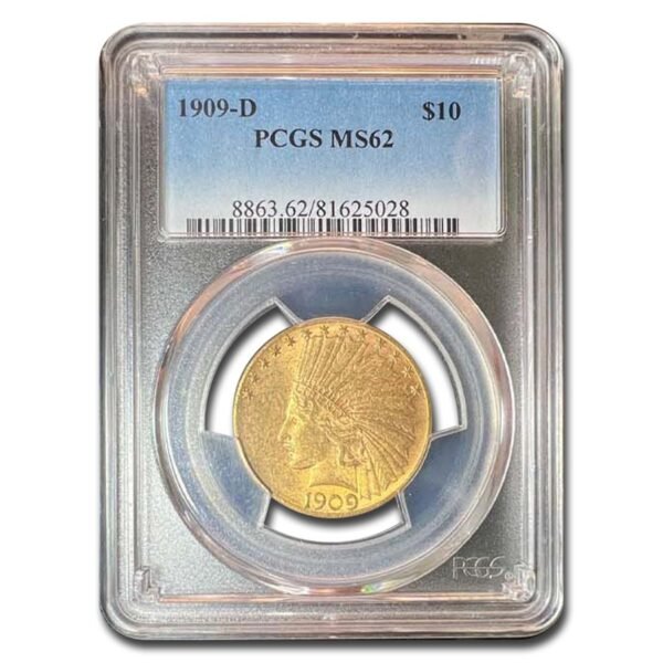 1909-D $10 Indian Gold Eagle MS-62 PCGS Best