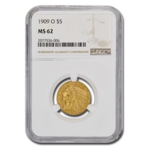 1909-O $5 Gold Indian Half Eagle MS-62 NGC Best