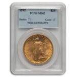 1912 $20 St Gaudens Gold Double Eagle MS-62 PCGS Best