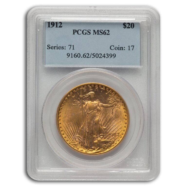 1912 $20 St Gaudens Gold Double Eagle MS-62 PCGS Best