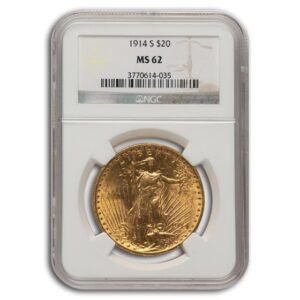 1914-S $20 St Gaudens Gold Double Eagle MS-62 NGC Best