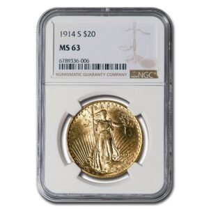 1914-S $20 St Gaudens Gold Double Eagle MS-63 NGC Best