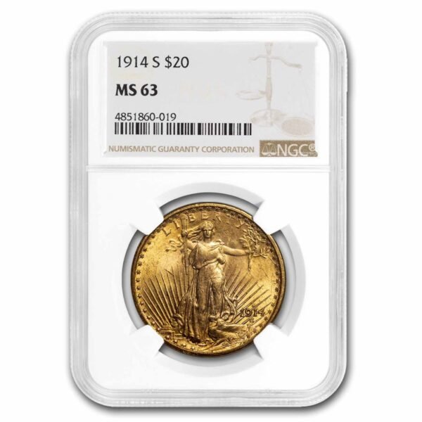 1914-S $20 St Gaudens Gold Double Eagle MS-63 NGC Best