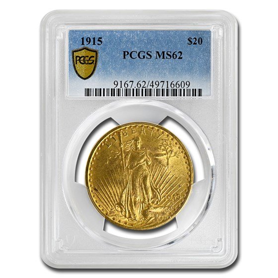 1915 $20 St Gaudens Gold Double Eagle MS-62 PCGS Best