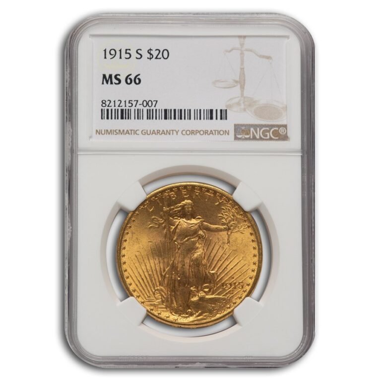 1915-S $20 St Gaudens Gold Double Eagle MS-66 NGC Best