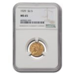 1929 $2.50 Indian Gold Quarter Eagle MS-65 NGC Best