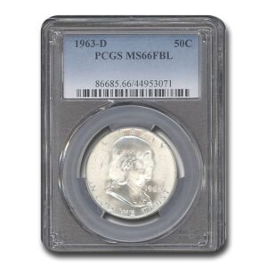 1963 d franklin half dollar ms 66 pcgs fbl 150309 slab 1