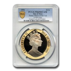 1990 Isle of Man 5 oz Proof Gold Penny Black PR-69 DCAM PCGS Best