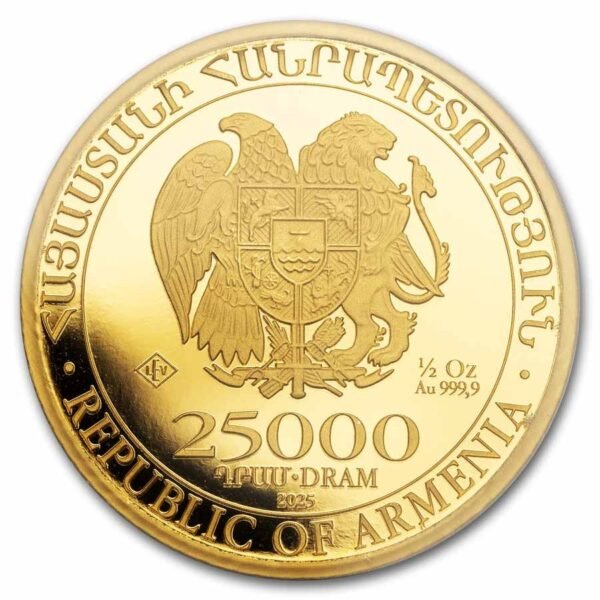 2025 Armenia 1/2 oz Gold 25,000 Dram Noah's Ark BU Best