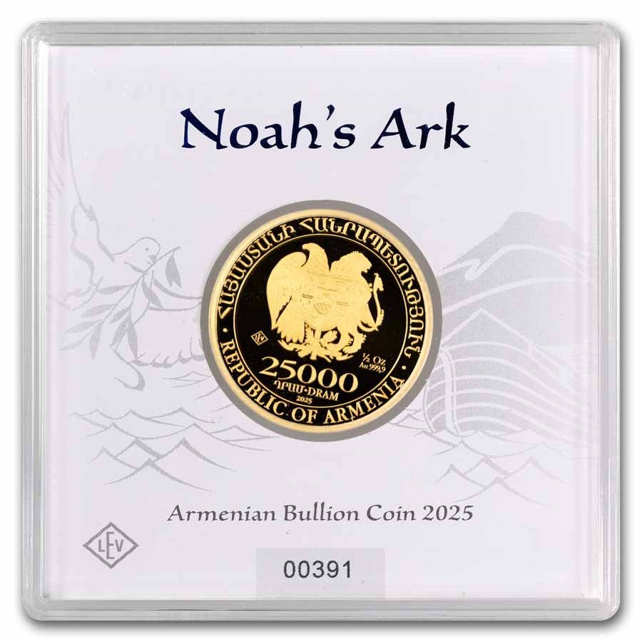 2025 Armenia 1/2 oz Gold 25,000 Dram Noah's Ark BU Best