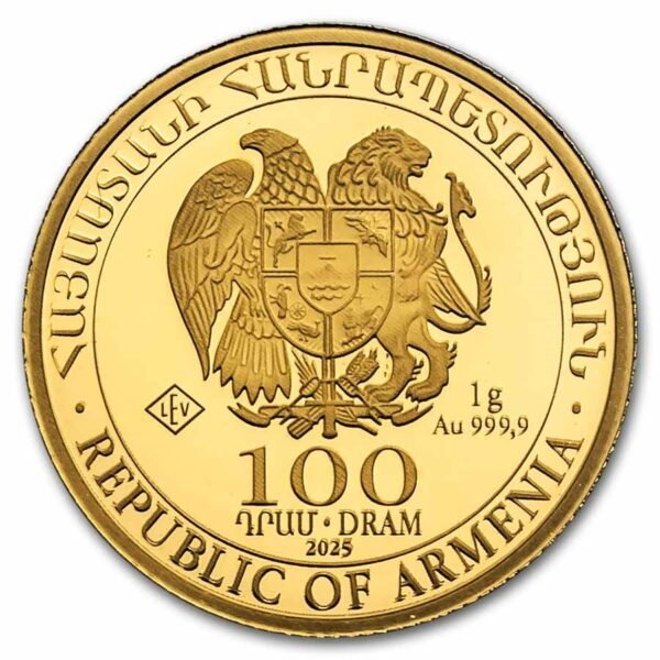 2025 Armenia 1 gram Gold 100 Dram Noah's Ark BU Best