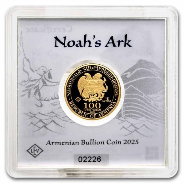 2025 Armenia 1 gram Gold 100 Dram Noah's Ark BU Best