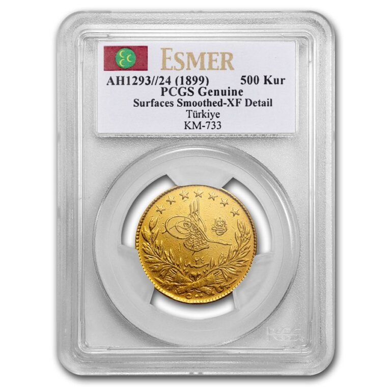 AH 1293//24 (1899) Turkey Gold 500 Kurush X[URE F Details PCGS Best