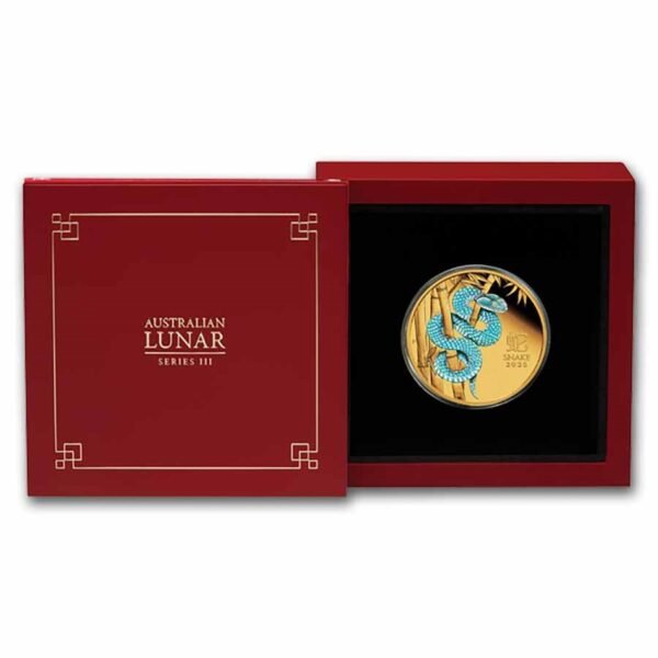 2025 Australia 1 oz Gold Lunar Snake PF (Colorized, Box & COA) Best