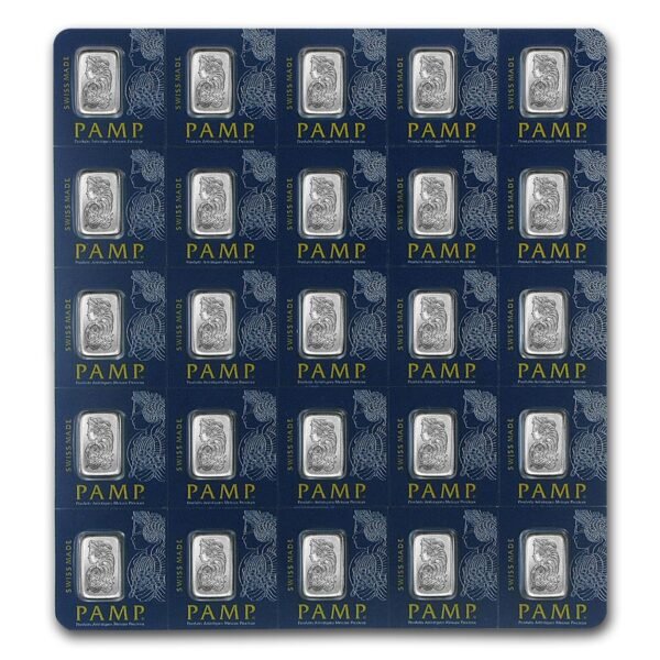 25x1 gram Platinum Bar - PAMP Suisse Multigram+25 (In Assay)
