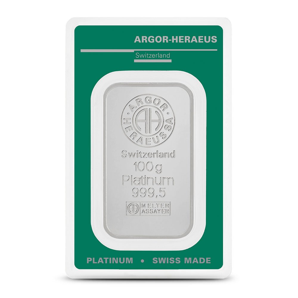 100 Gram Argor Heraeus Platinum Bar