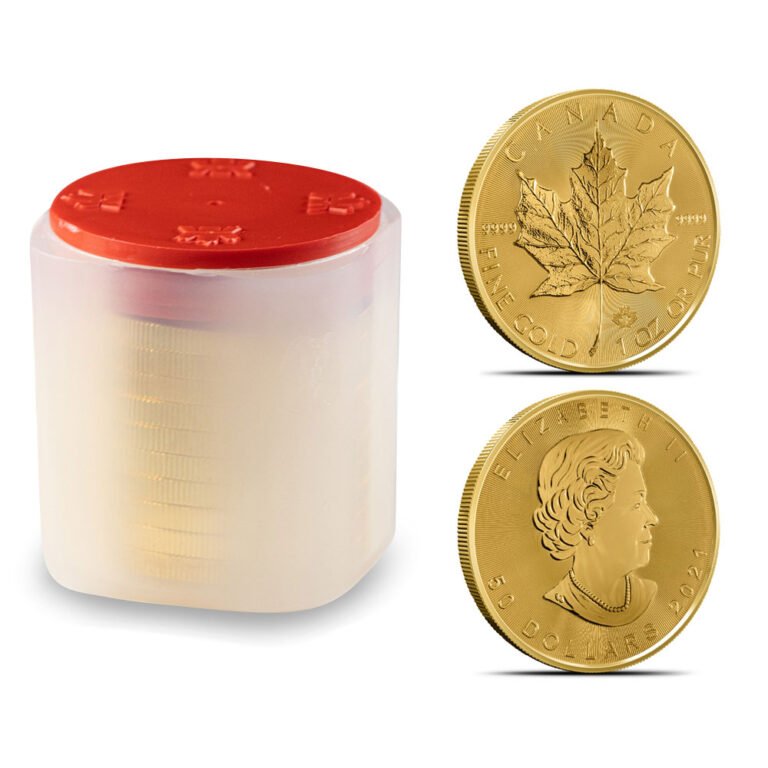 1 oz Canadian Gold Maple Leaf Tube (.9999 Pure10 Coins)