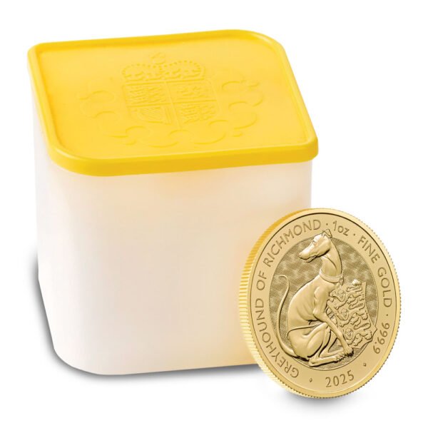 2025 1 oz British Gold Tudor Beasts Greyhound of Richmond Tube
