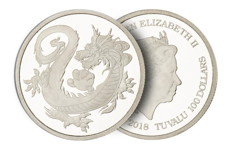 1 oz Rhodium Tuvalu South Sea Dragon Coins