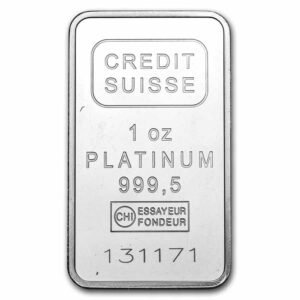 1 oz Platinum Bar – Secondary Market (.999+ Fine)